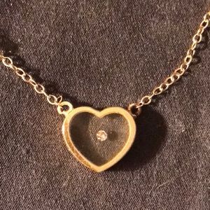 14k floating diamond heart necklace